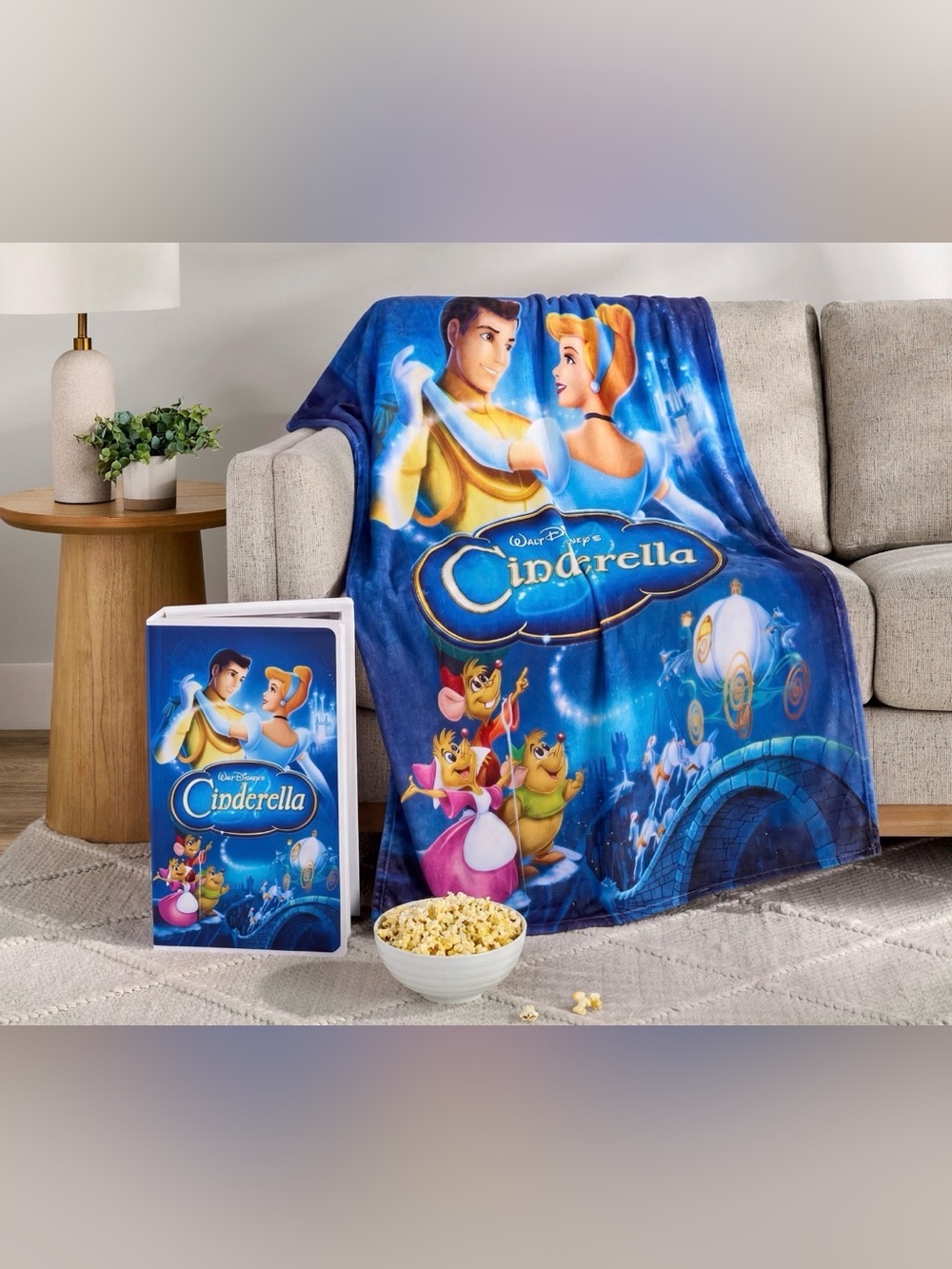 Disney Cinderella Blue Plush Throw Blanket with VSH Case